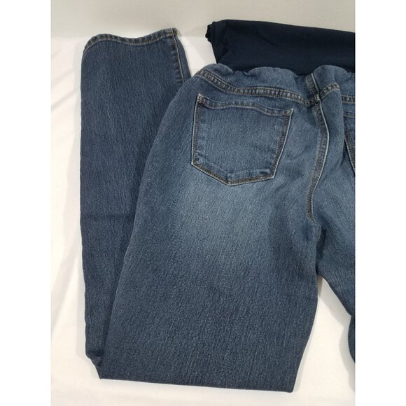 Indigo Blue Straight Leg Maternity Jeans Sz M Medium Wash Full Panel - Picture 7 of 9